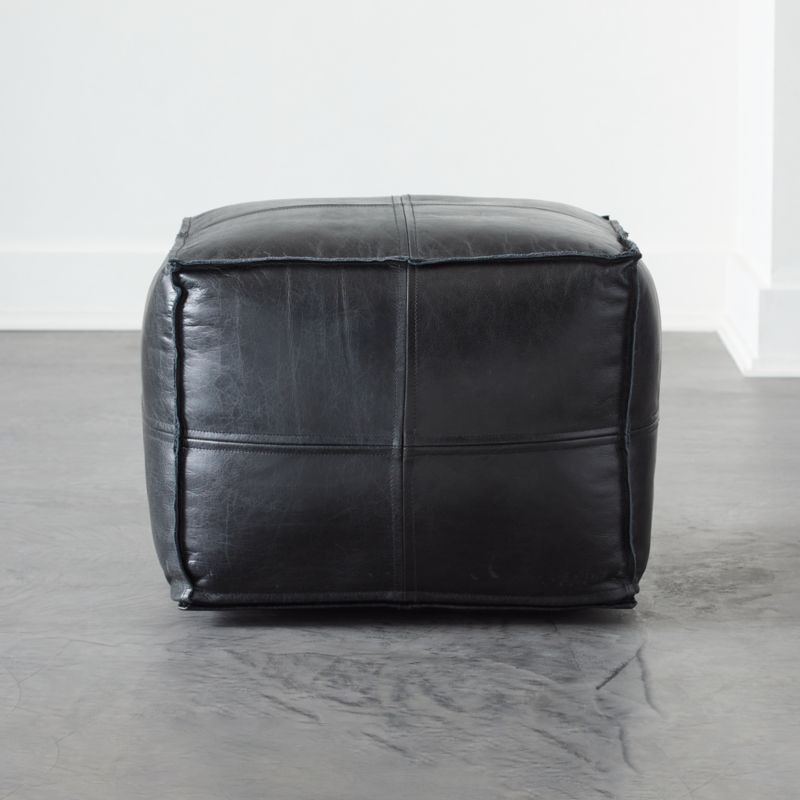 Leather Black Pouf + Reviews | CB2 | CB2