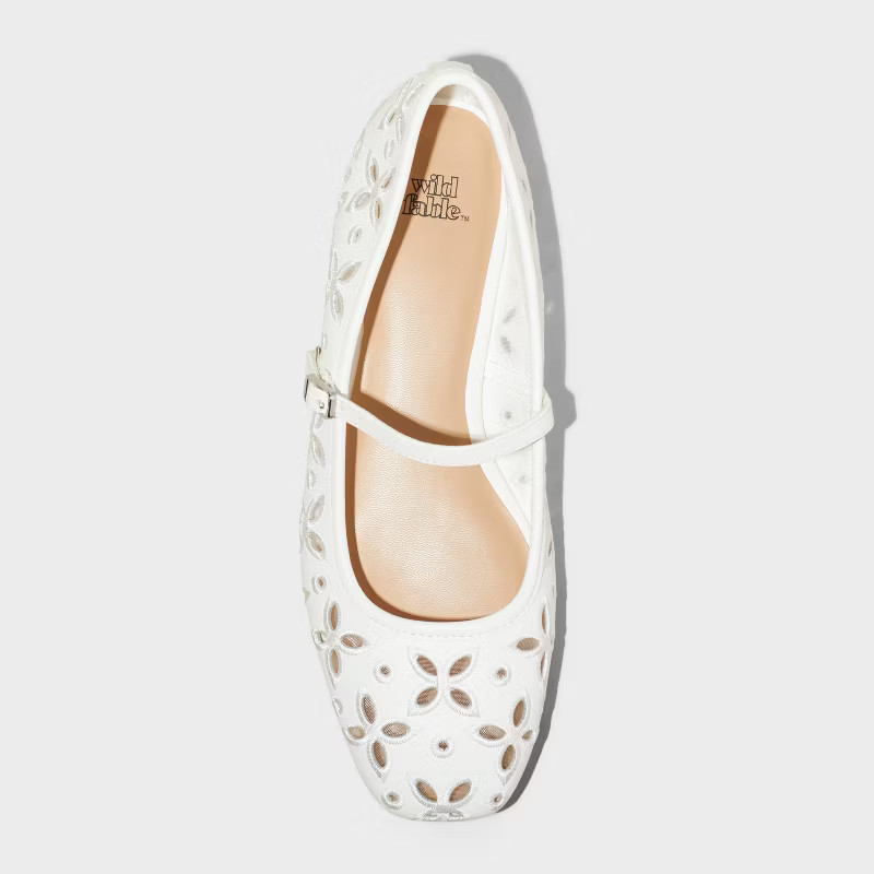 Women's Elsa Eyelet Mary Jane Ballet Flats with Memory Foam Insole - Wild Fable™ | Target