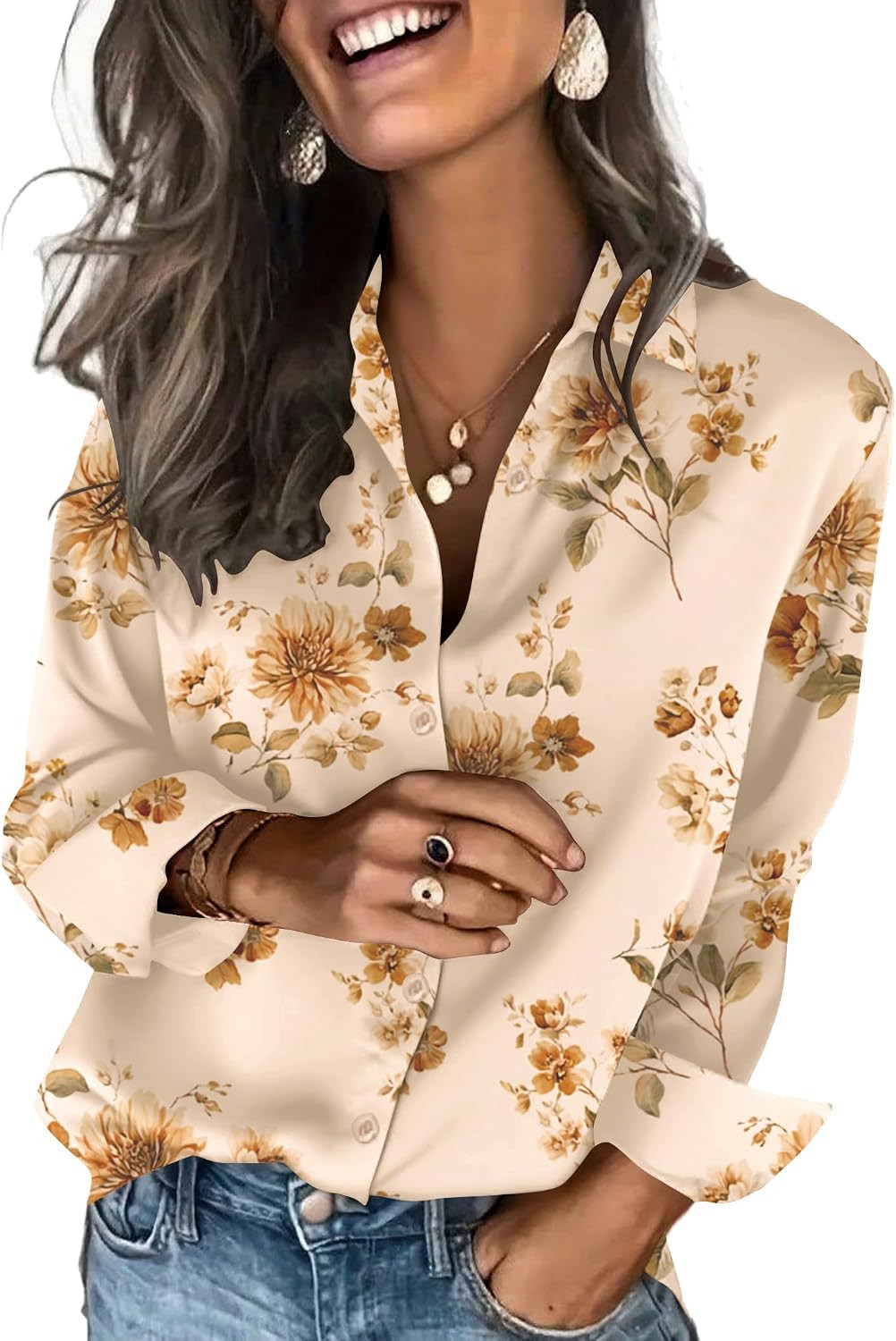 Zeagoo Satin Blouses for Women Silk Button Down Shirts Long Sleeve Tops | Amazon (US)