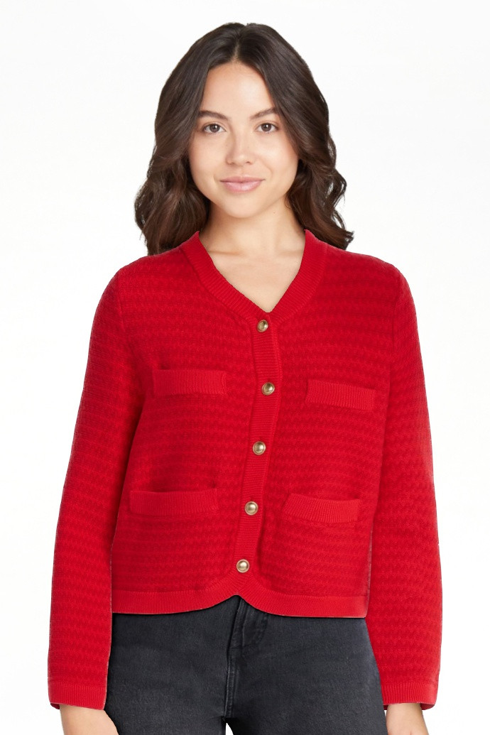 Free Assembly Women's Textured Cardigan Sweater with Double Welt Pockets, Midweight, Sizes XS-XXL | Walmart (US)