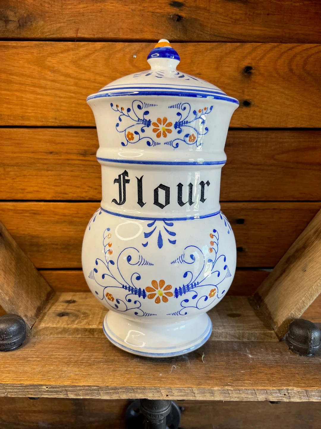 Vintage Royal Sealy Heritage Flour Canister |   Kitchen Blue & White Porcelain | farmhouse replac... | Etsy (US)