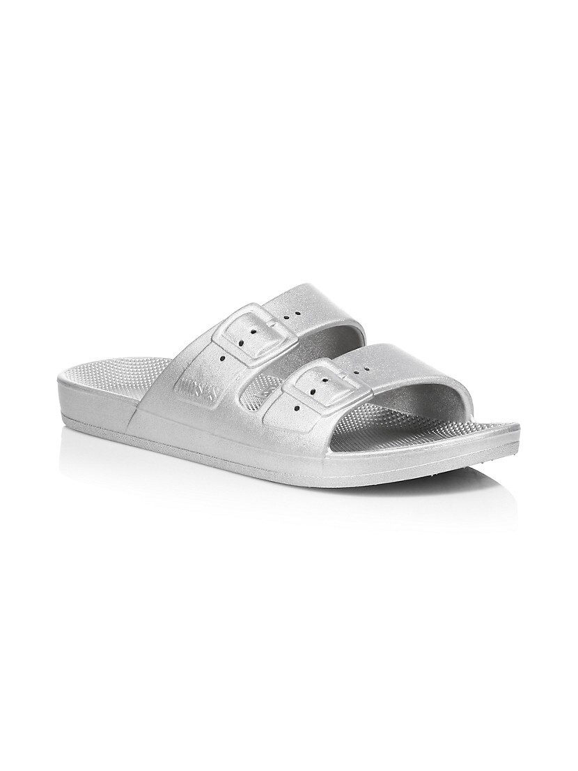 Metallic Two-Strap Slides | Saks Fifth Avenue