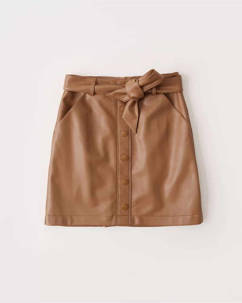Vegan Leather Belted Mini Skirt | Abercrombie & Fitch (US)
