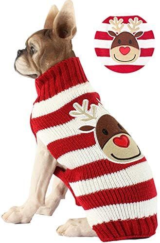 BOBIBI Pet Cartoon Reindeer Christmas Dog Sweater Pet Winter Knitwear Warm Clothes | Amazon (US)