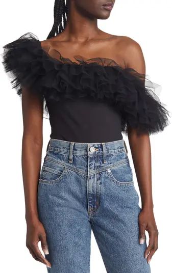 Free People Big Love Tulle Accent Sleeveless Bodysuit | Nordstrom | Nordstrom