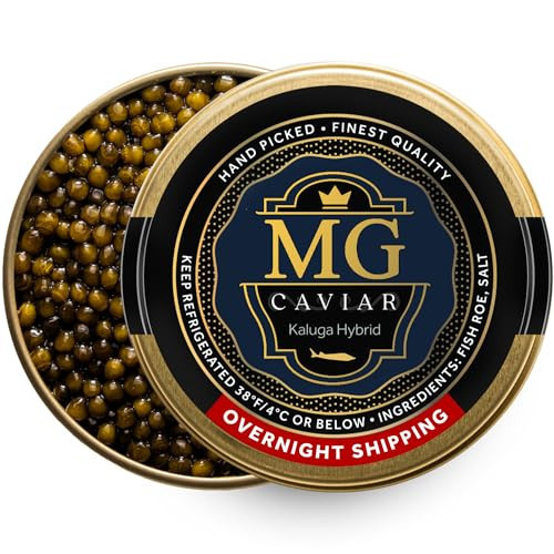 Premium Grade 1 Kaluga Hybrid Caviar - Large Glossy Amber Pearls with Rich Buttery Notes - Sustainably Farmed Sturgeon Caviar Food - 1 kg (35.02 oz) 4-6 Week Shelf Life - SHIPPED PRIORITY OVERNIGHT | Amazon (US)