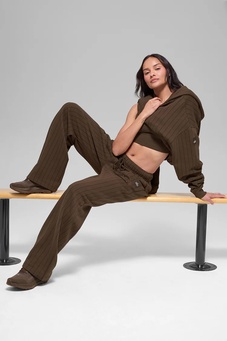 Pinstripe Straight Leg Sweatpant - Espresso Pinstripe | Alo Yoga (US)
