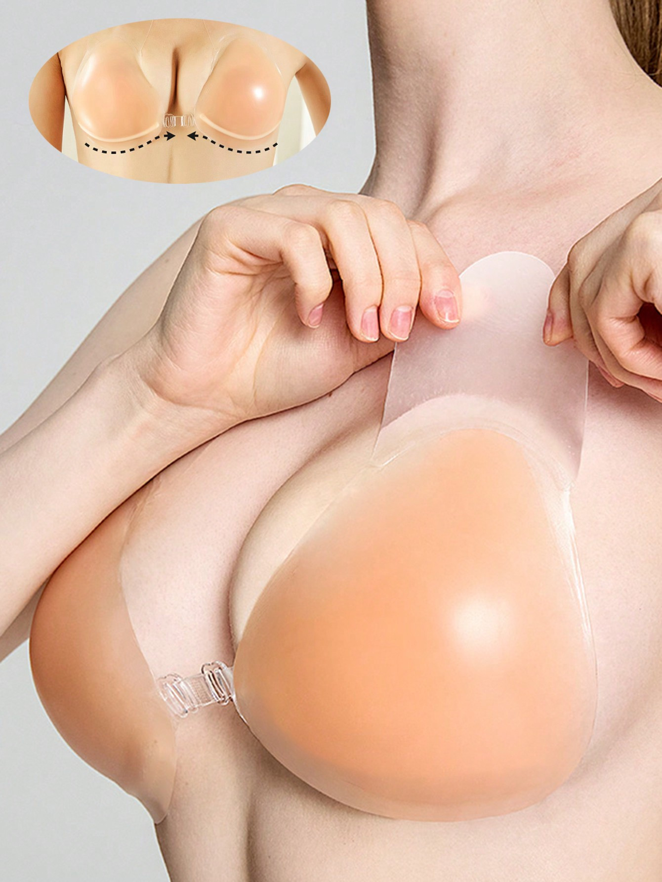 Trends1pair Silicon Push Up Strapless Bra With Adhesive Backless Cups, Women's Wedding Bikini Bra... | SHEIN