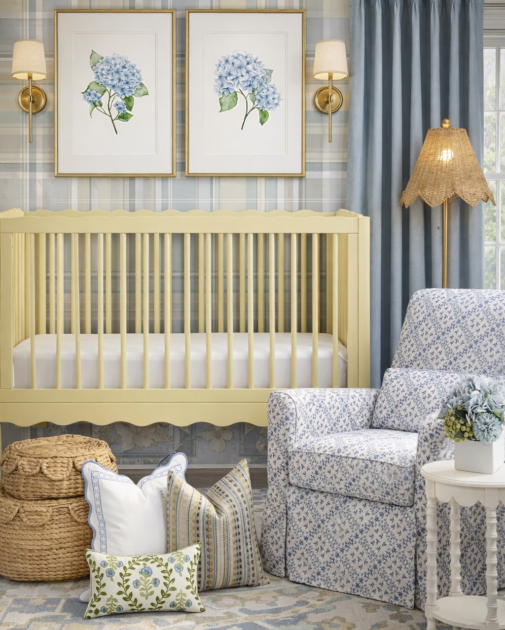 Soft, sweet, and full of Southern charm 💛🩵 This nursery is giving storybook heirloom vibes with the buttery yellow crib, hydrangea artwork, and the prettiest blue floral textures layered throughout.

I love how the woven accents + classic patterns make it feel cozy, timeless, and just a little preppy — the perfect blend of grandmillennial meets baby-sweet.

Everything is linked so you can recreate this dreamy space 🤍

Shop this nursery by following me on LTK ✨


#LTKBaby #LTKKids #LTKBump
