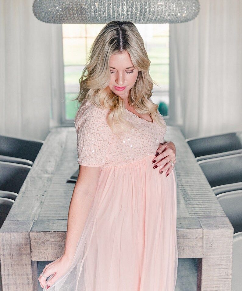 Pink Sparkle Maternity Gown / Sequin Top / Stunning Maternity | Etsy | Etsy (US)