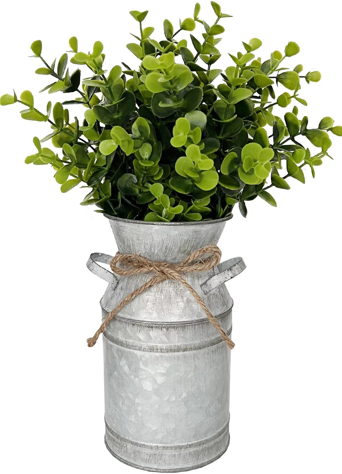 Lesen Galvanized Metal Farmhouse Flower Milk Vase with Artificial Eucalyptus Home Table Centerpie... | Walmart (US)