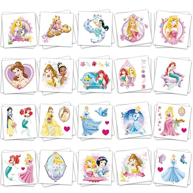40 Sheets Cartoon Disney Princess Temporary Tattoos Birthday Themed Party Supplies Decoration Fav... | Amazon (US)