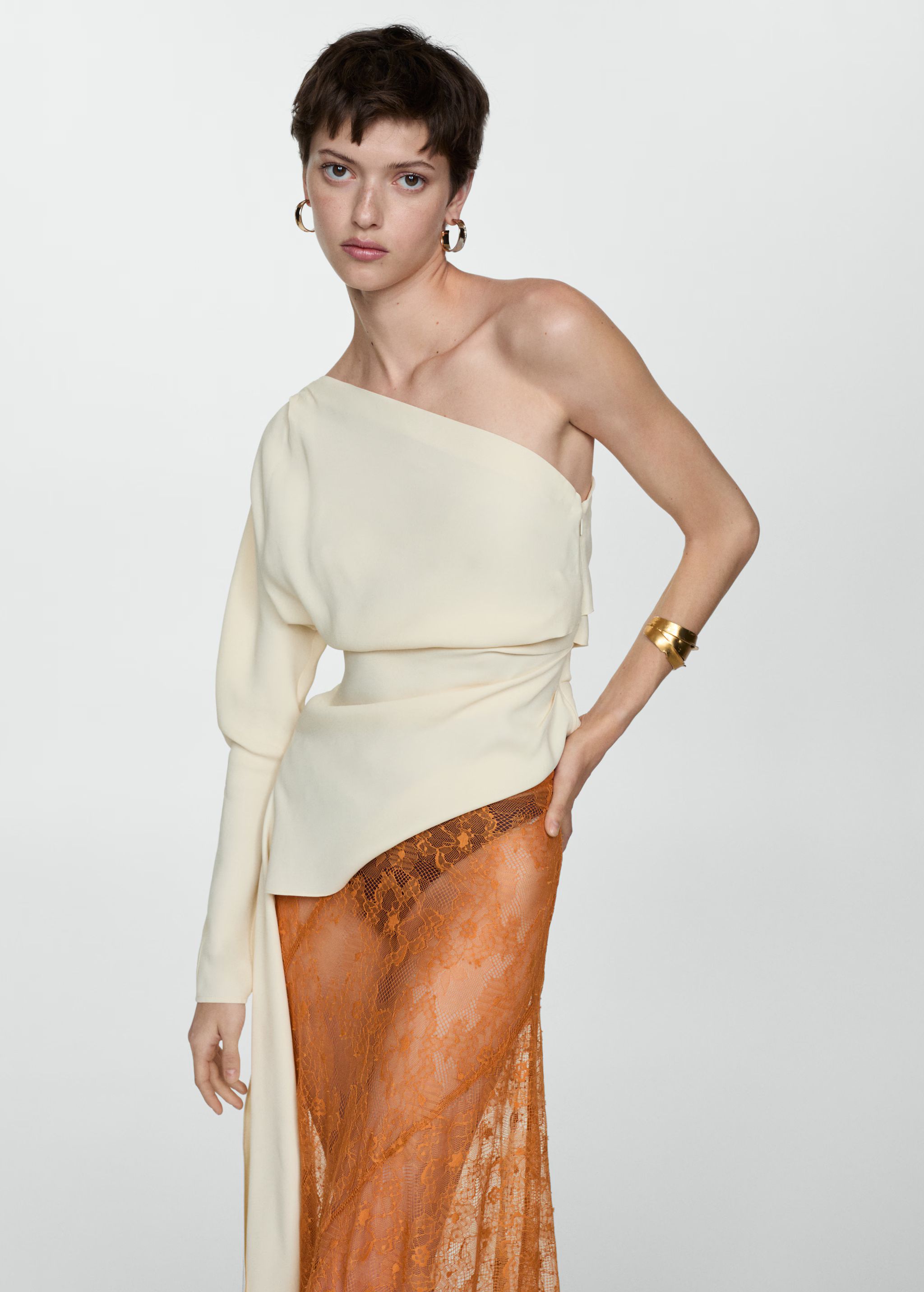 Asymmetric embroidered skirt | MANGO (US)