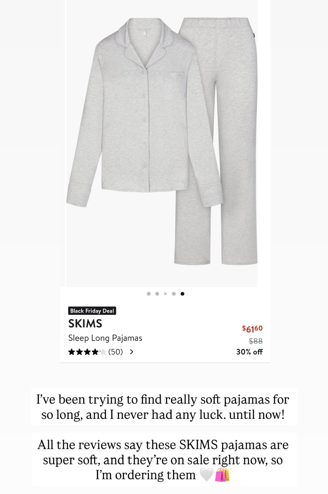 I’ve been trying to find really soft pajamas for so long, and I never had any luck… until now!
All the reviews say these SKIMS pajamas are super soft, and they’re on sale right now, so I’m ordering them immediately 🤍🛍️

#LTKGiftGuide #LTKCyberWeek #LTKHoliday
