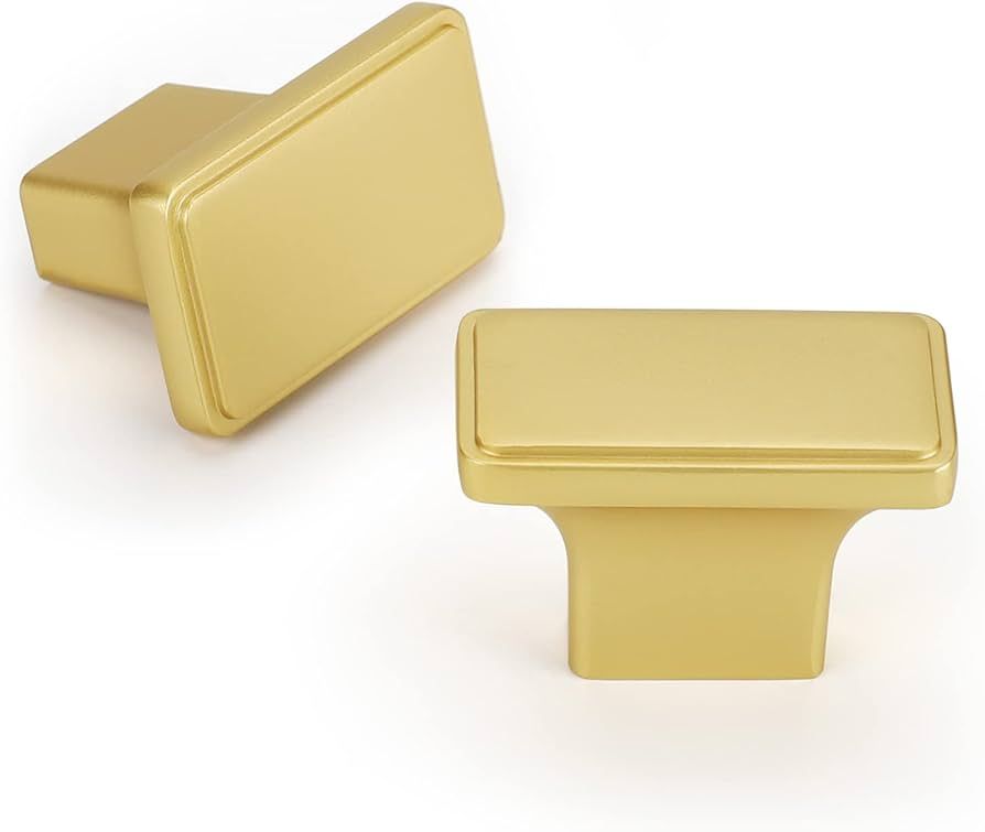 goldenwarm 5 Pack Gold Cabinet Knobs Brushed Gold Cabinet Pulls Kitchen Square Drawers Knobs Brus... | Amazon (US)