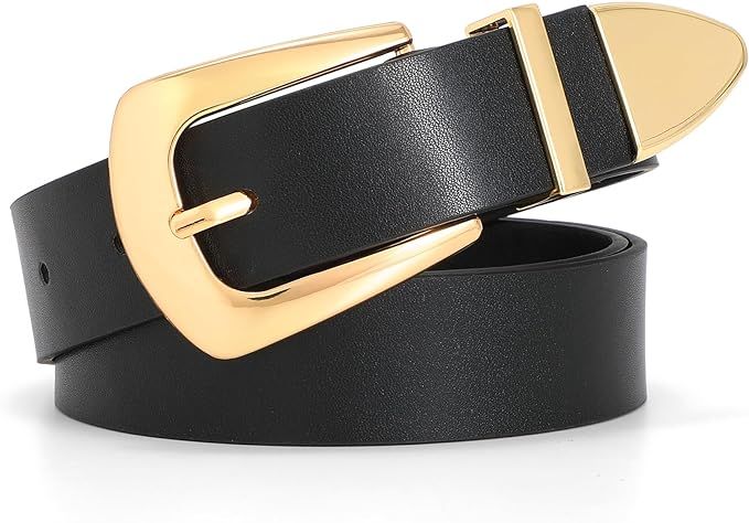 WHIPPY Women Leather Belt for Jeans Pants Dresses Fashion Ladies Western Leather Belt | Amazon (US)