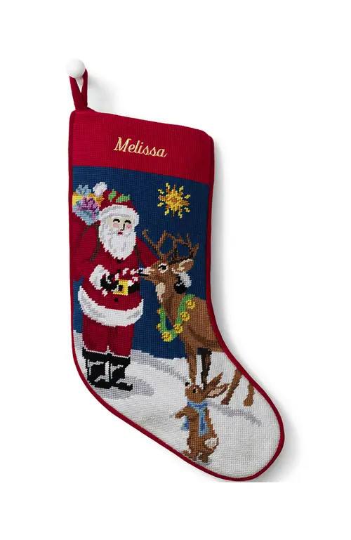 Lands' End Needlepoint Personalized Christmas Stocking in Holiday Spirit at Nordstrom | Nordstrom