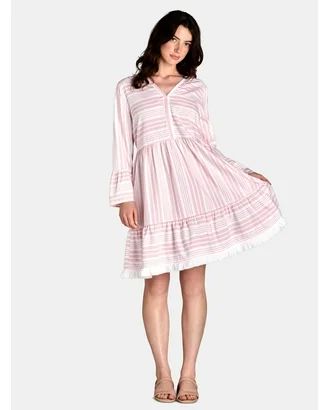 Time and Tru Women's A-Line Fringe Dress with Long Sleeves, Sizes XS-XXXL - Walmart.com | Walmart (US)