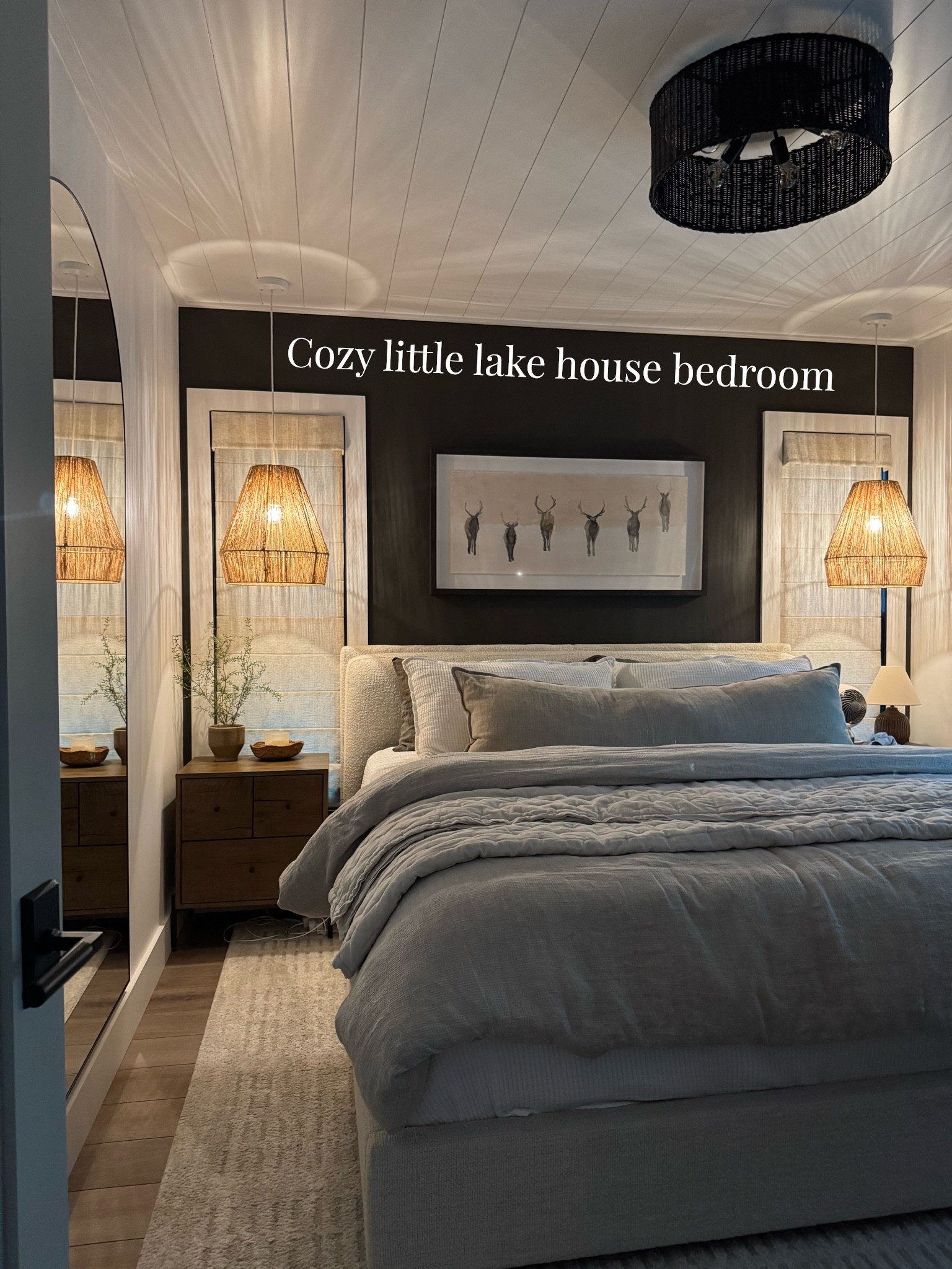 Lake house bedroom details. Quince is always my go to for bedding and this rug is one of my all time favs! Adding this oversized mirror to our small bedroom made It feel so much larger!

#LTKSaleAlert #LTKHome #LTKSeasonal