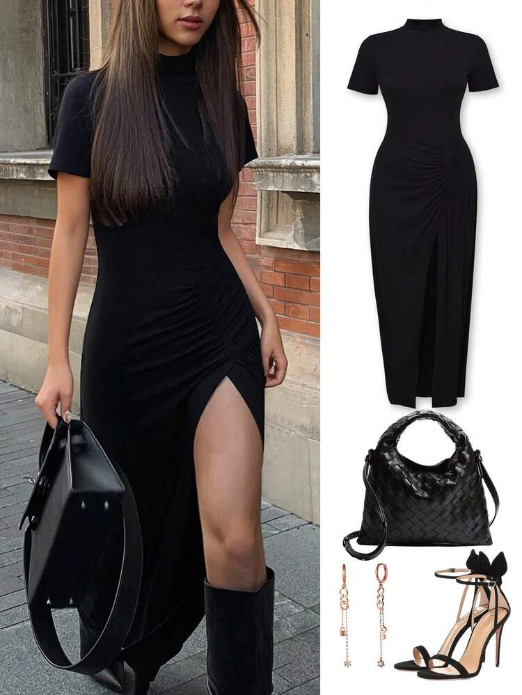 Women's Long Split Hem Bodycon Dress, Fashion & High-Quality Design | SHEIN