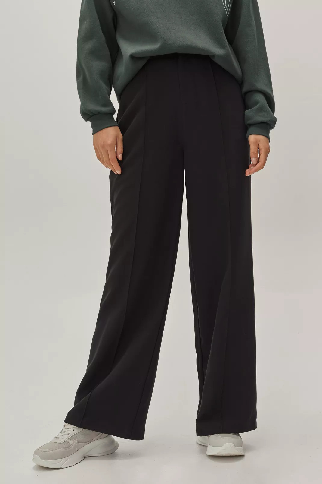 Pintuck Detailed Wide Leg Tailored Pants | Nasty Gal (US)