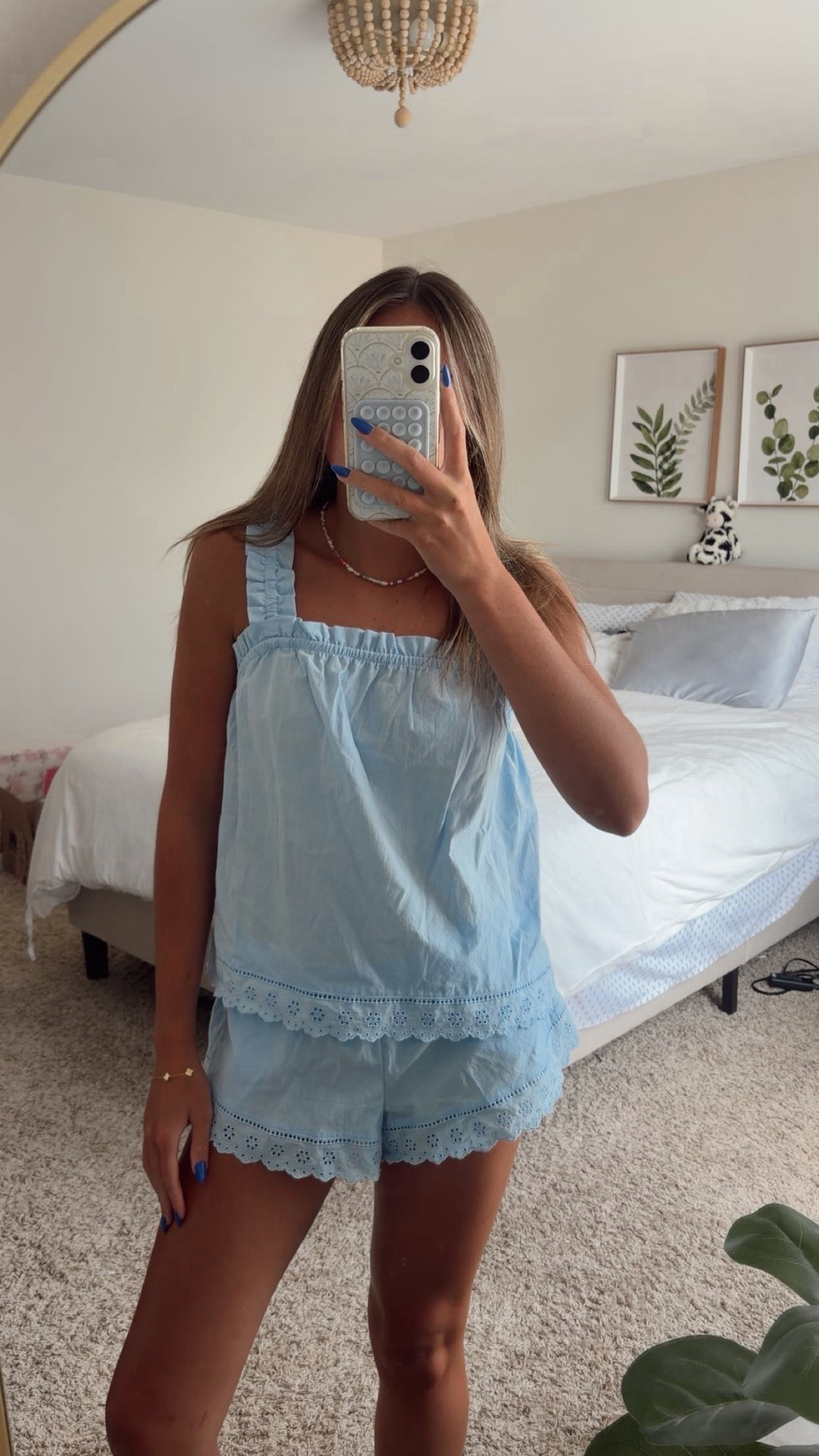 
CUTEST MATCHING SETS! well maybe I like every matching set but this one from target is one of the best. I saw it on my socials the other day, it is a pajama set actually. The ruffled straps and eyelet lining makes it perfect and everything I love. Realistically its a cute pj set but I have seen many people pairing it with a chunky necklace and some sunglasses, wearing it out and about. It comes in white and blue, and is the perfect fit, you need this. I love a good target find. 
#LTKTarget #matchingset #pajamas #outfitinspo #targetfinds #summerstyle #targetoutfit #ootd 

 #LTKdayinmylife #LTKootd #LTKU