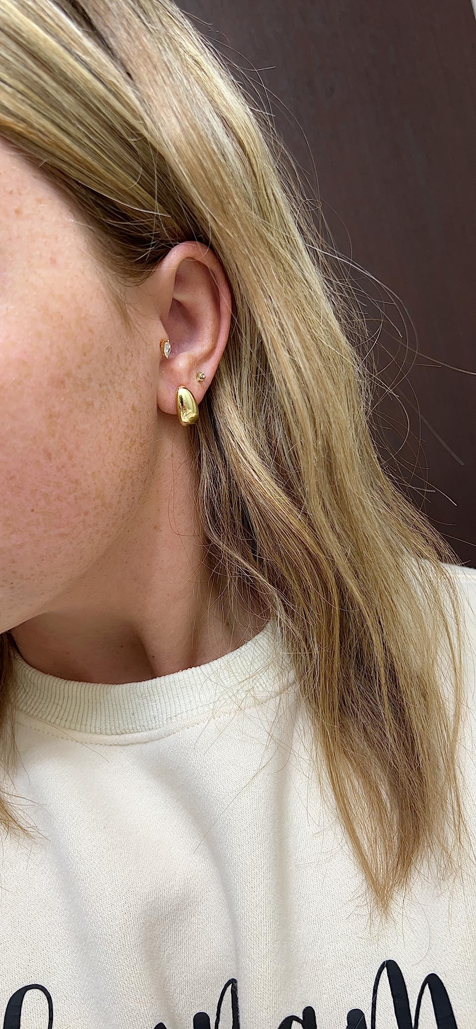 PAVOI 14K Gold Plated Sterling Silver Post Huggie Earrings | Gold Dome Huggie Hoop Earrings for W... | Amazon (US)