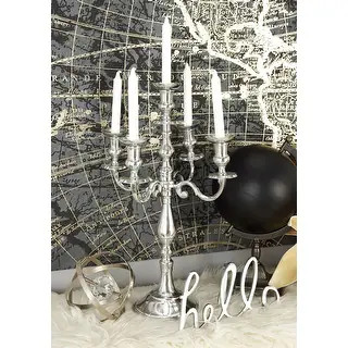 Silver Aluminum Traditional Candle Holder 24 x 16 x 16 - Silver | Bed Bath & Beyond