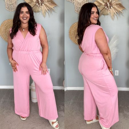 Super soft + stretchy pink Summer jumpsuit 💖 XXL 
Tall girl approved, breastfeeding friendly and has pockets! Comes in more colors 

#LTKStyleTip #LTKPlusSize #LTKFindsUnder50