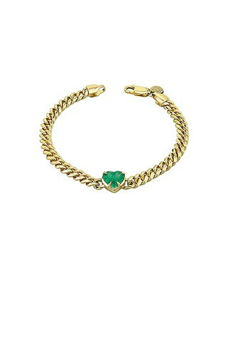 Logan Hollowell Queen Emerald Heart Cuban Bracelet 6.5 in Green | FWRD 