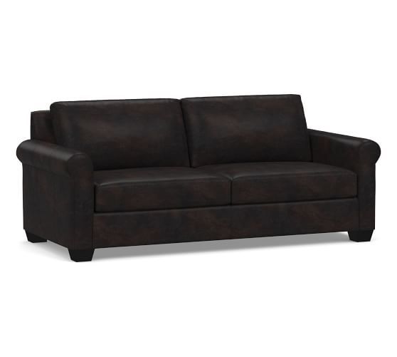 York Roll Arm Leather Sofa Collection | Pottery Barn (US)