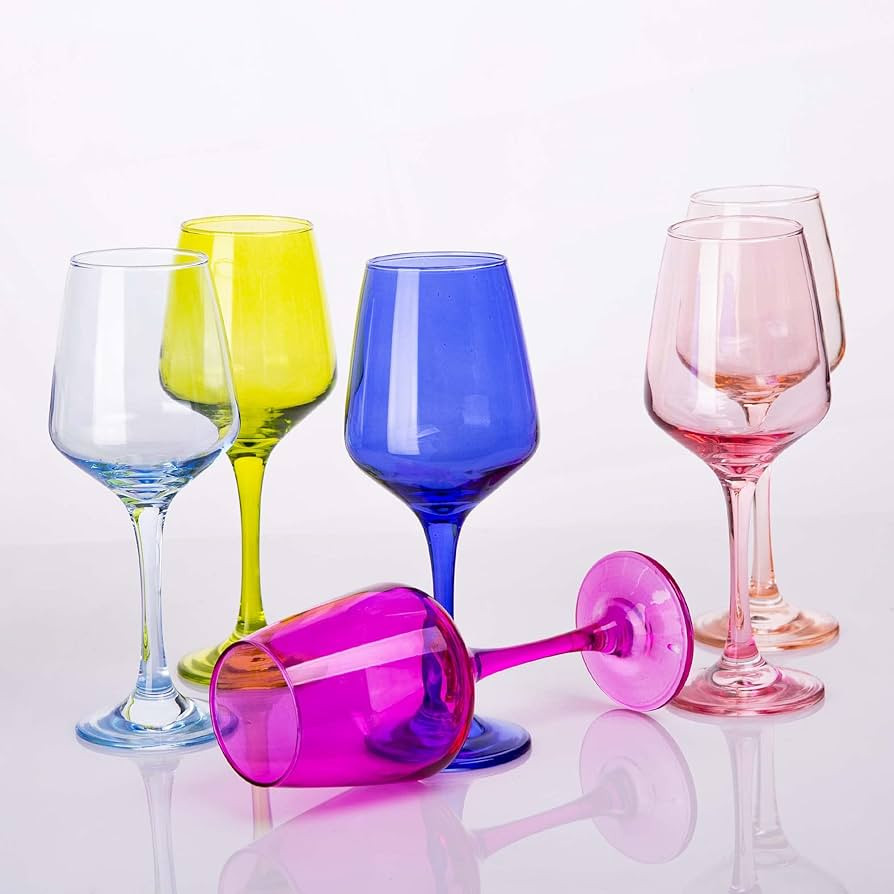 SUNNOW 12 Ounce Assorted Crystal Wine Glass,for Home Dinning, Bar and Party,6 Pack | Amazon (US)