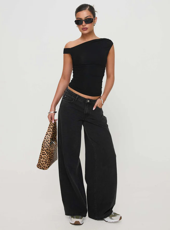 Ramos Low Rise Denim Jeans Washed Black Tall | Princess Polly AU