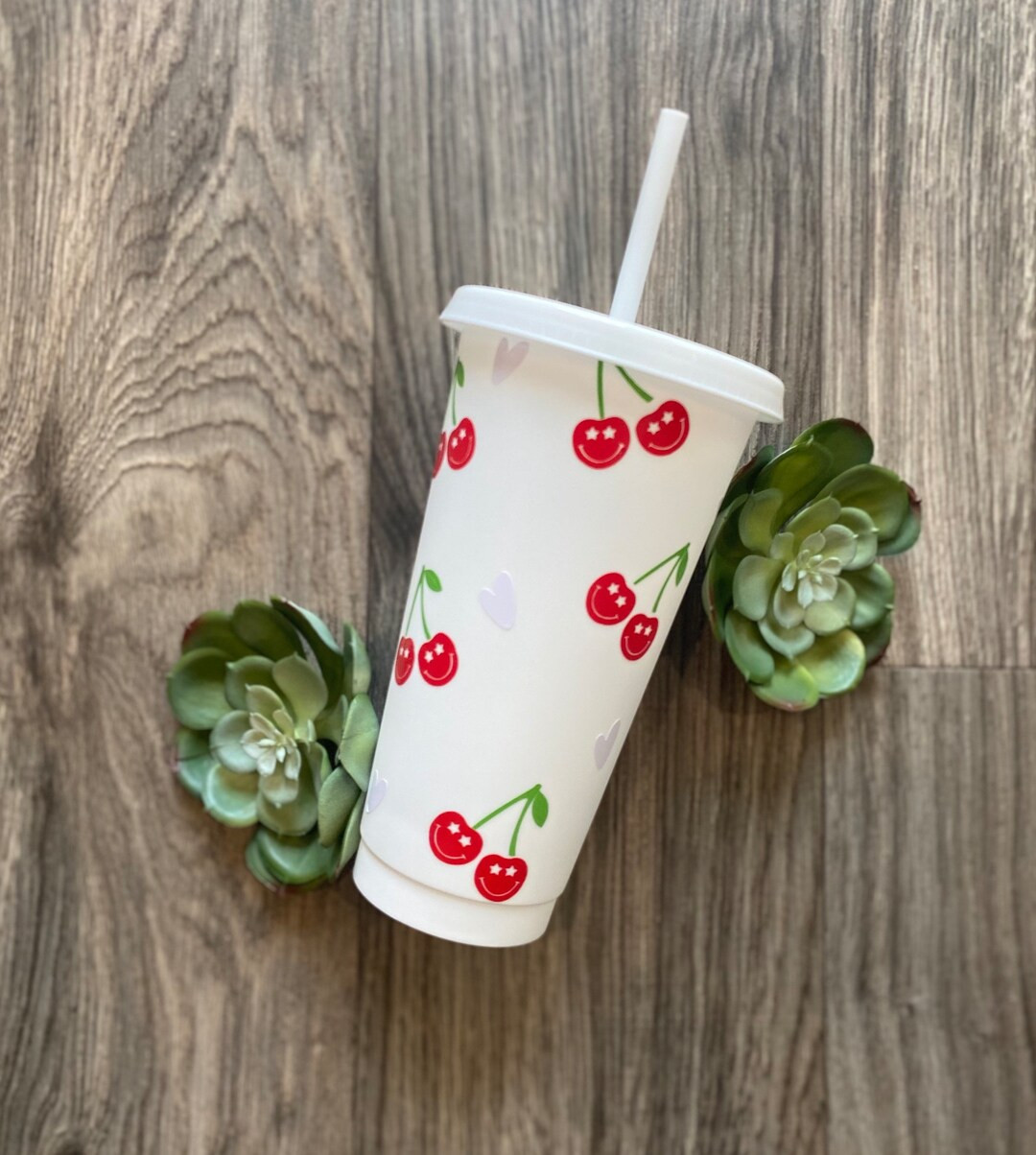Cherry Tumbler Custom Tumbler With Straw Personalized Tumbler Cherry Personalized Reusable Iced C... | Etsy (US)