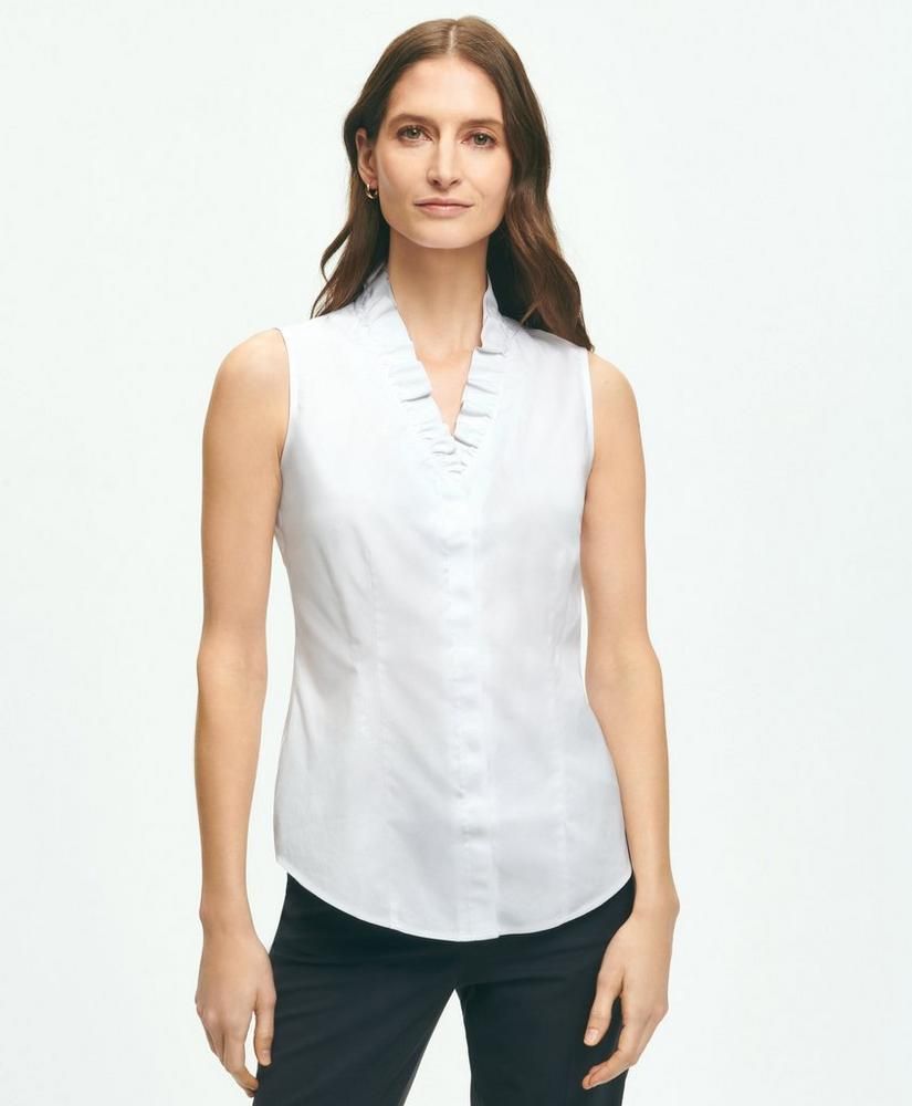Non-Iron Stretch Supima® Cotton Ruffle Dress Shirt | Brooks Brothers