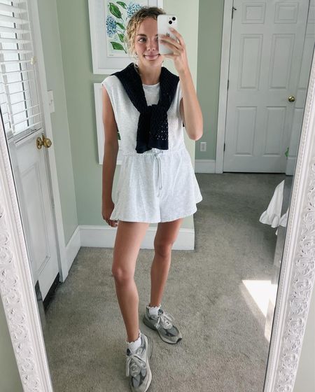Similar fit to this one I wore out walking! I love a casual romper and these sneakers are my go-to  

/lounge romper, casual outfits, walking outfit, favorite sneakers, ruffled socks, beach and summer sweaters 

#LTKFindsUnder100 #LTKFitness #LTKSeasonal