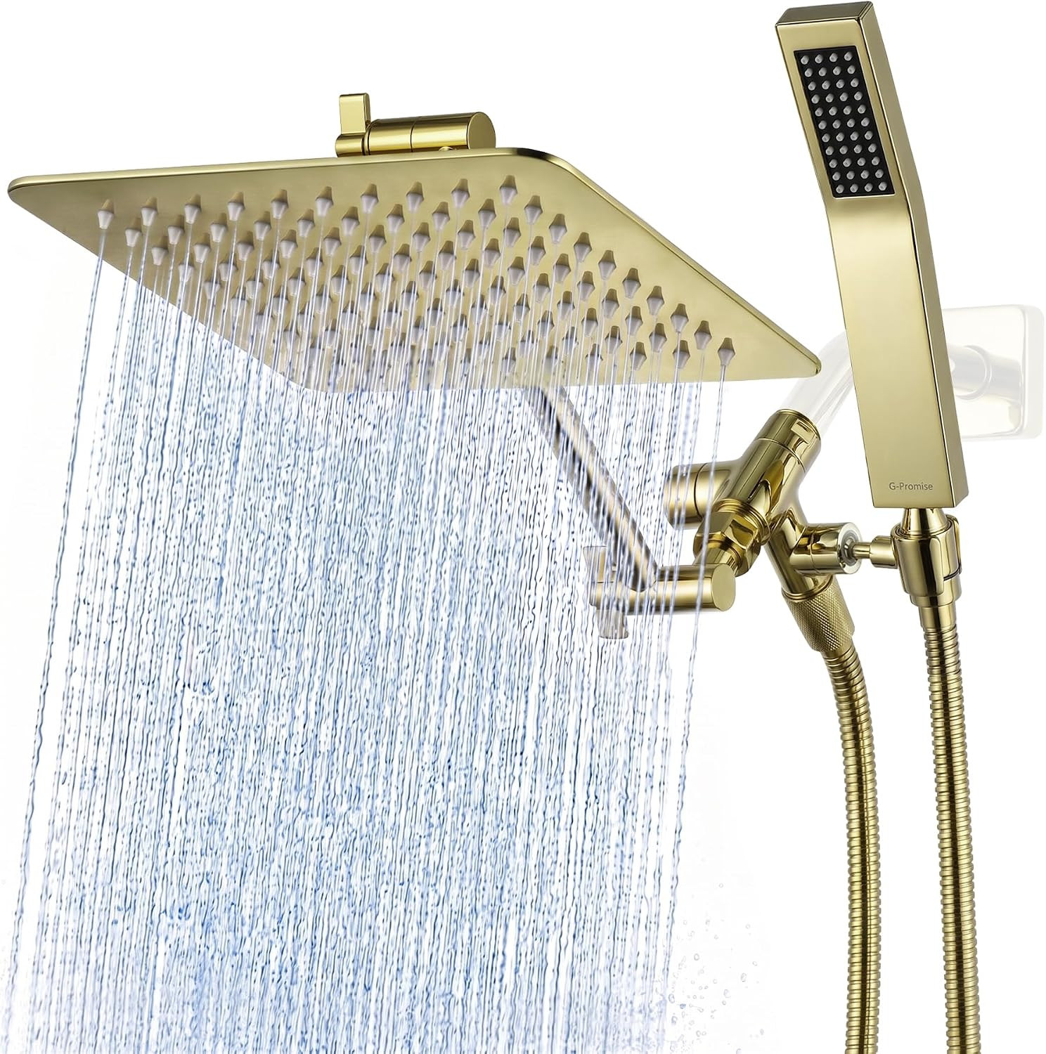 G-Promise All Metal 8" Rain Shower Head with Handheld for Bathroom Upgrade | Amazon (US)