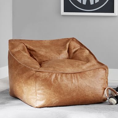 Vegan Leather Caramel Modern Lounger | Pottery Barn Teen