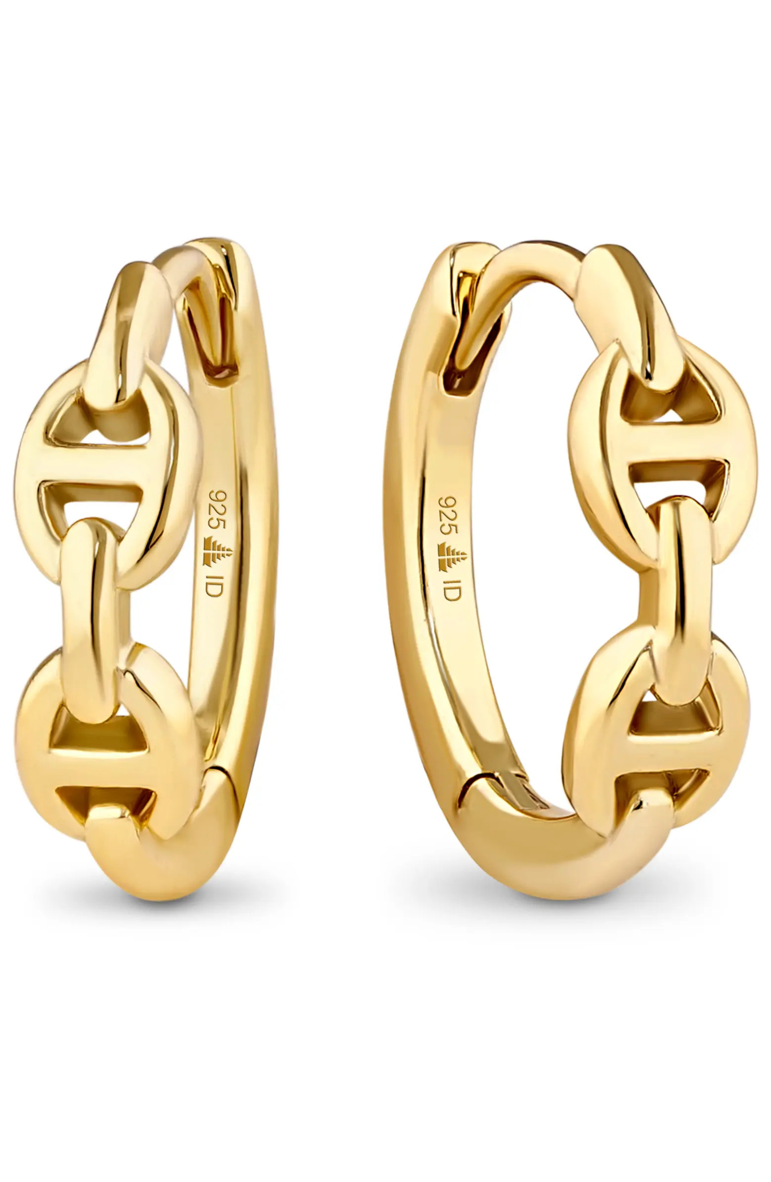 DEVATA Mariner Anchor Hoop Earrings in Gold Plated Sterling Silver | Nordstrom | Nordstrom