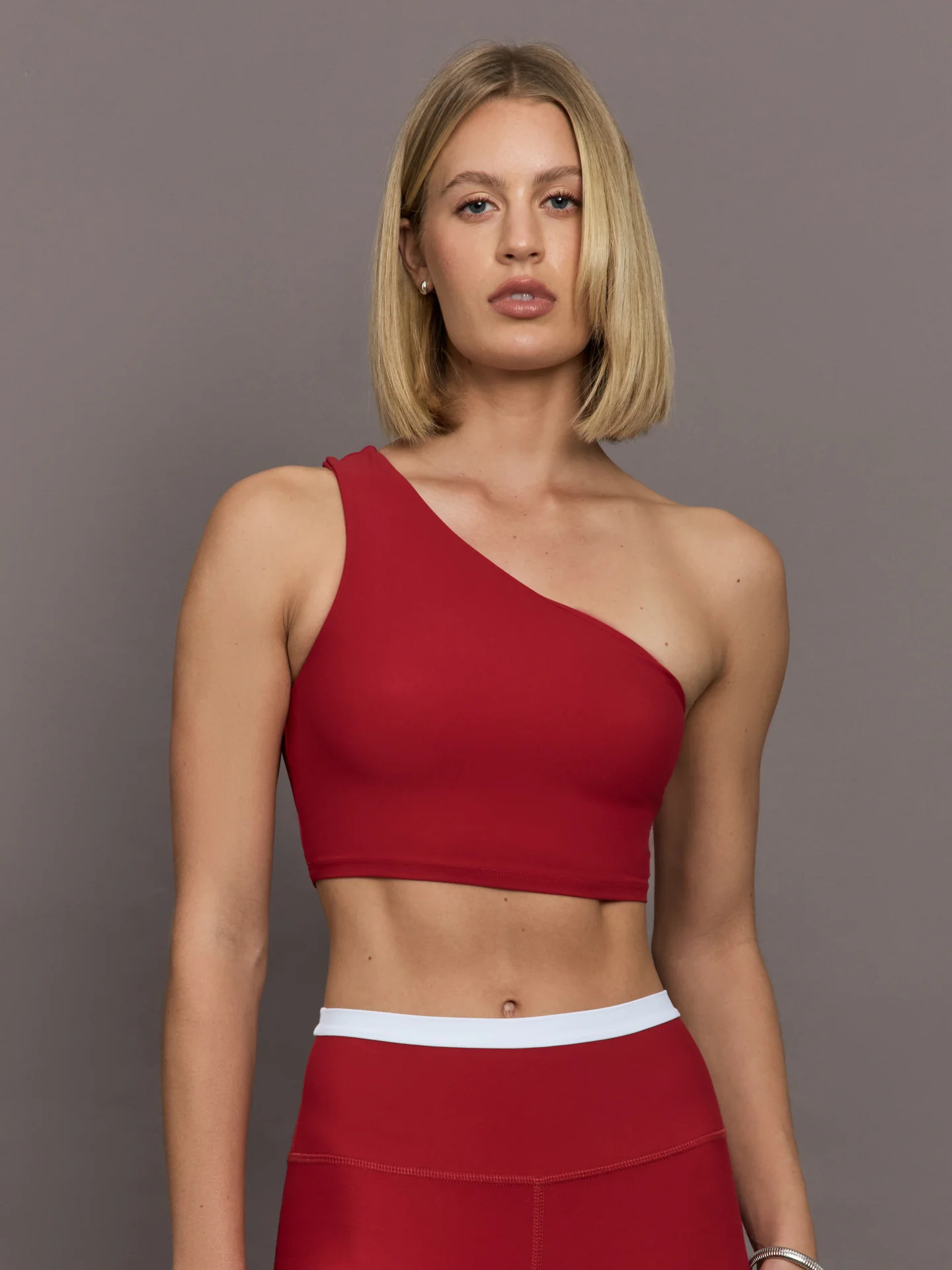 One Shoulder Bra in Melt - Cherry Red | Carbon38
