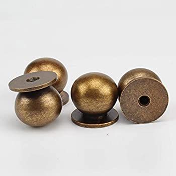 RZDEAL 4Pcs 1 Inch Round Solid Brass Pulls Antique Brass Cabinet Drawer Knobs Handles Modern Kitc... | Amazon (US)