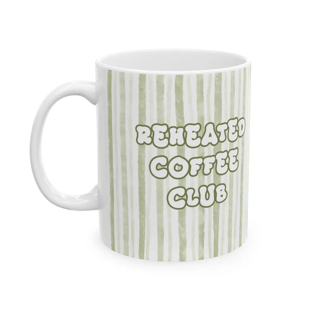 Reheated Coffee Club Mug | Striped Green Ceramic Coffee Cup - Etsy | Etsy (Global)