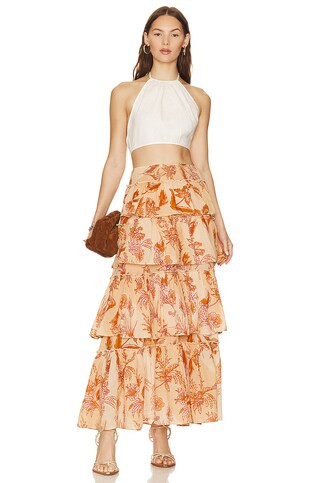 Free People Sawyer Maxi Skirt in Vanilla Combo from Revolve.com | Revolve Clothing (Global)