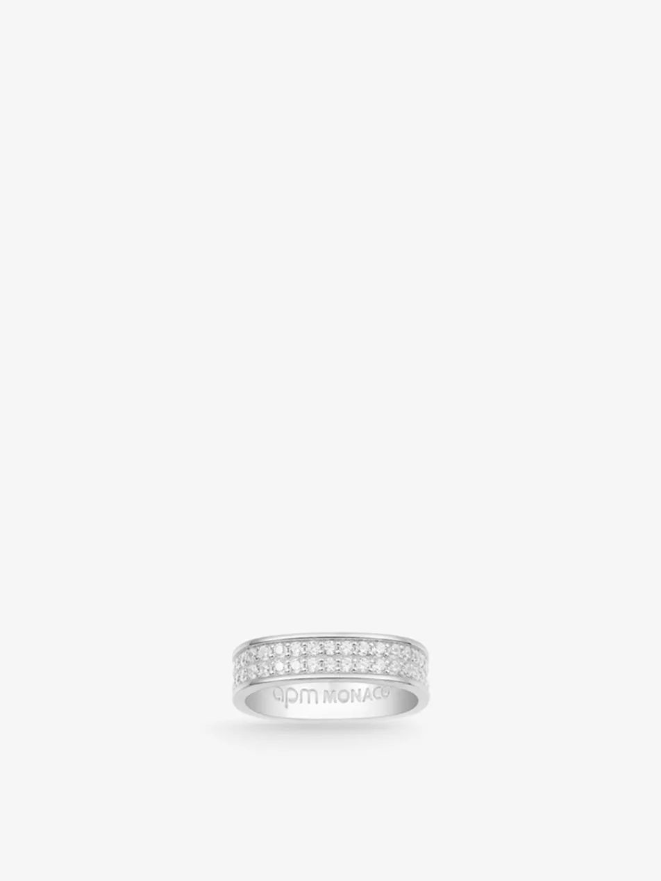 Chunky sterling-silver and zirconia ring | Selfridges