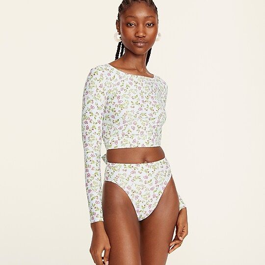 Cropped rash guard in cloud meadow floral | J.Crew US