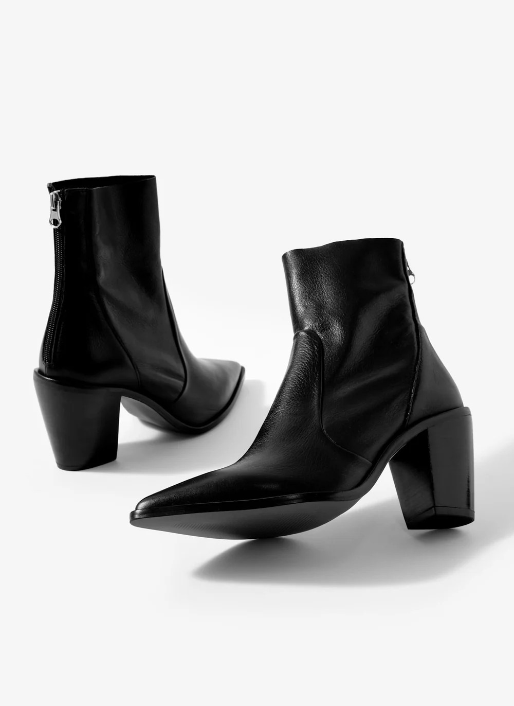 Amy Black Leather Ankle Boots | Mint Velvet