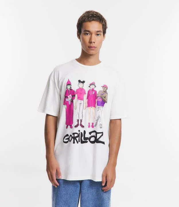 Camiseta em Meia Malha com Estampa Gorillaz Branco Neve | Renner (BR)