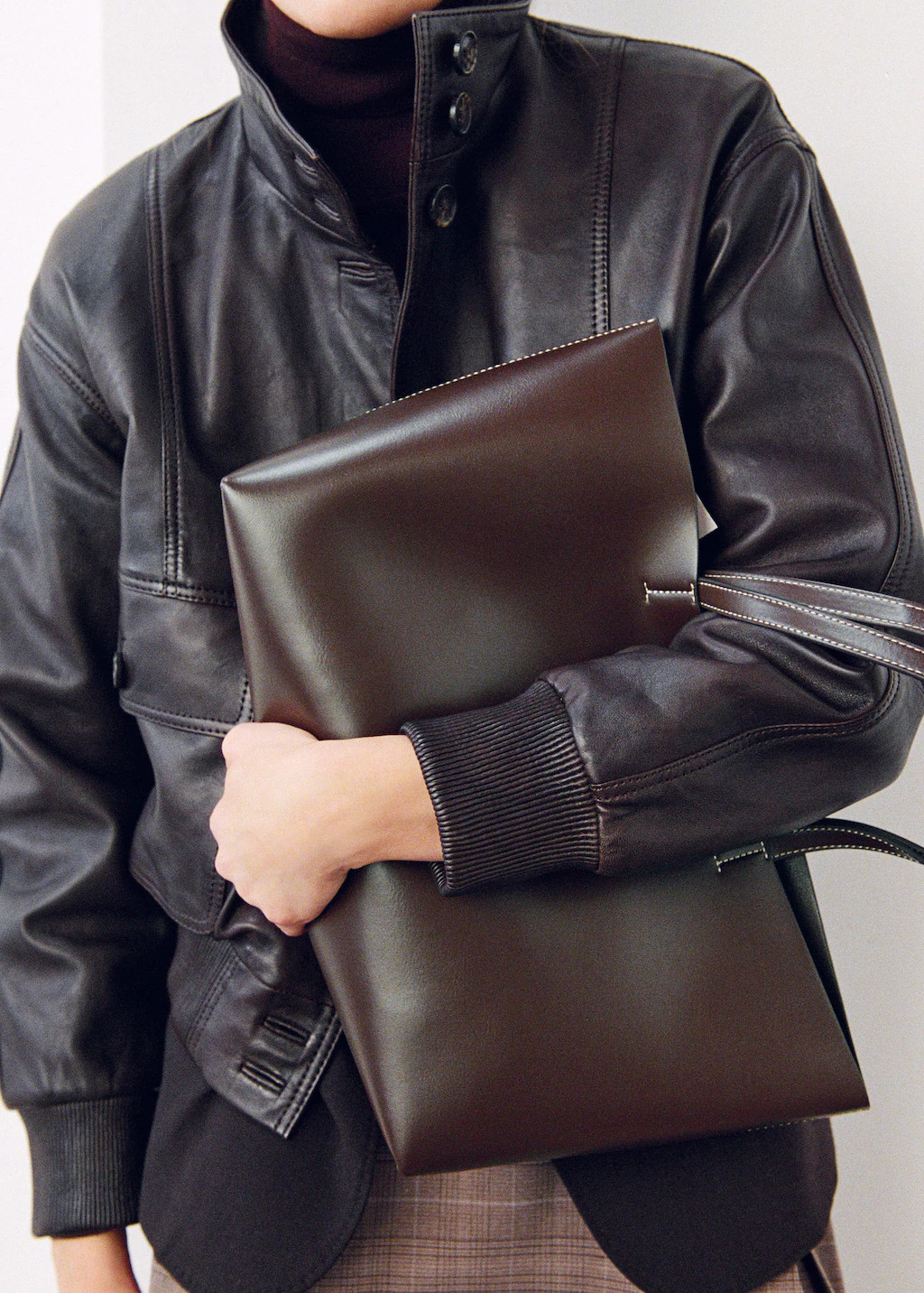 Shopper bag with double handle brown - Woman - One size - MANGO | Mango (US/MX/AU)