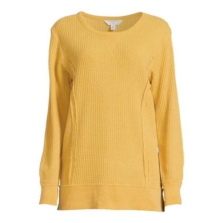 Time and Tru Women’s Waffle Pullover Top with Long Sleeves | Walmart (US)