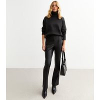 Women's Black Faux Leather Kick Flare Trousers New Look | New Look (UK)